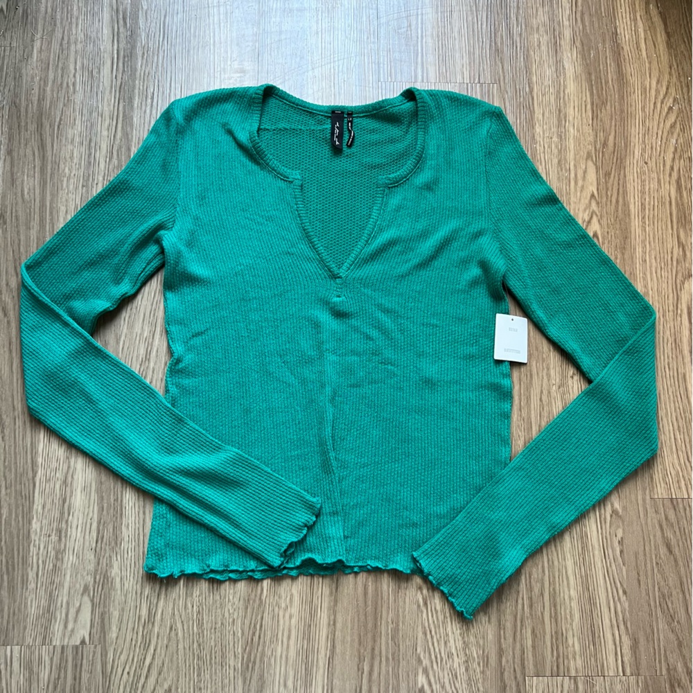 Urban Outfitters Out From Under Ribbed V-Neck Long Sleeve